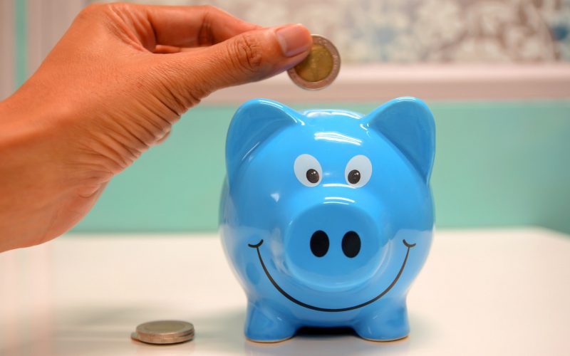 pexels-photo-1602726 Une personne met une pièce de monnaie dans une tirelire cochon de couleur bleue
