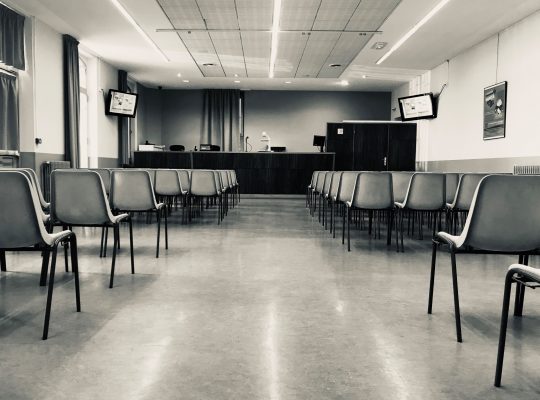 L'hôtel des ventes de l'établissement : les rangées de chaises vides