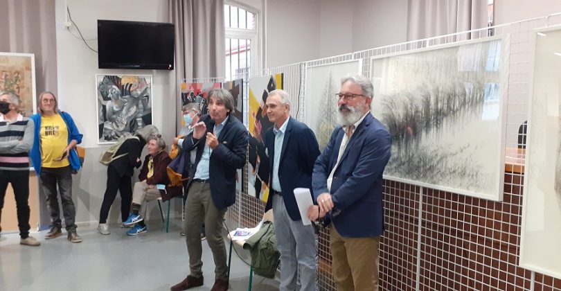 Photographie des élus, directeur et artistes lors du vernissage de l'exposition des artistes de l'association des artistes méridionnaux